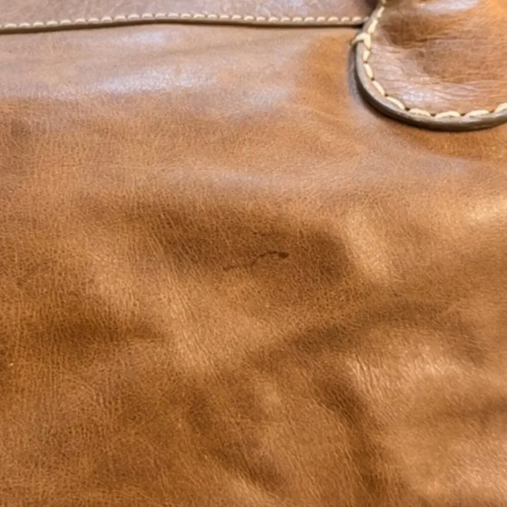 Vintage Ashneil Italian Leather Satchel Cognac Brown Large Tote Bag